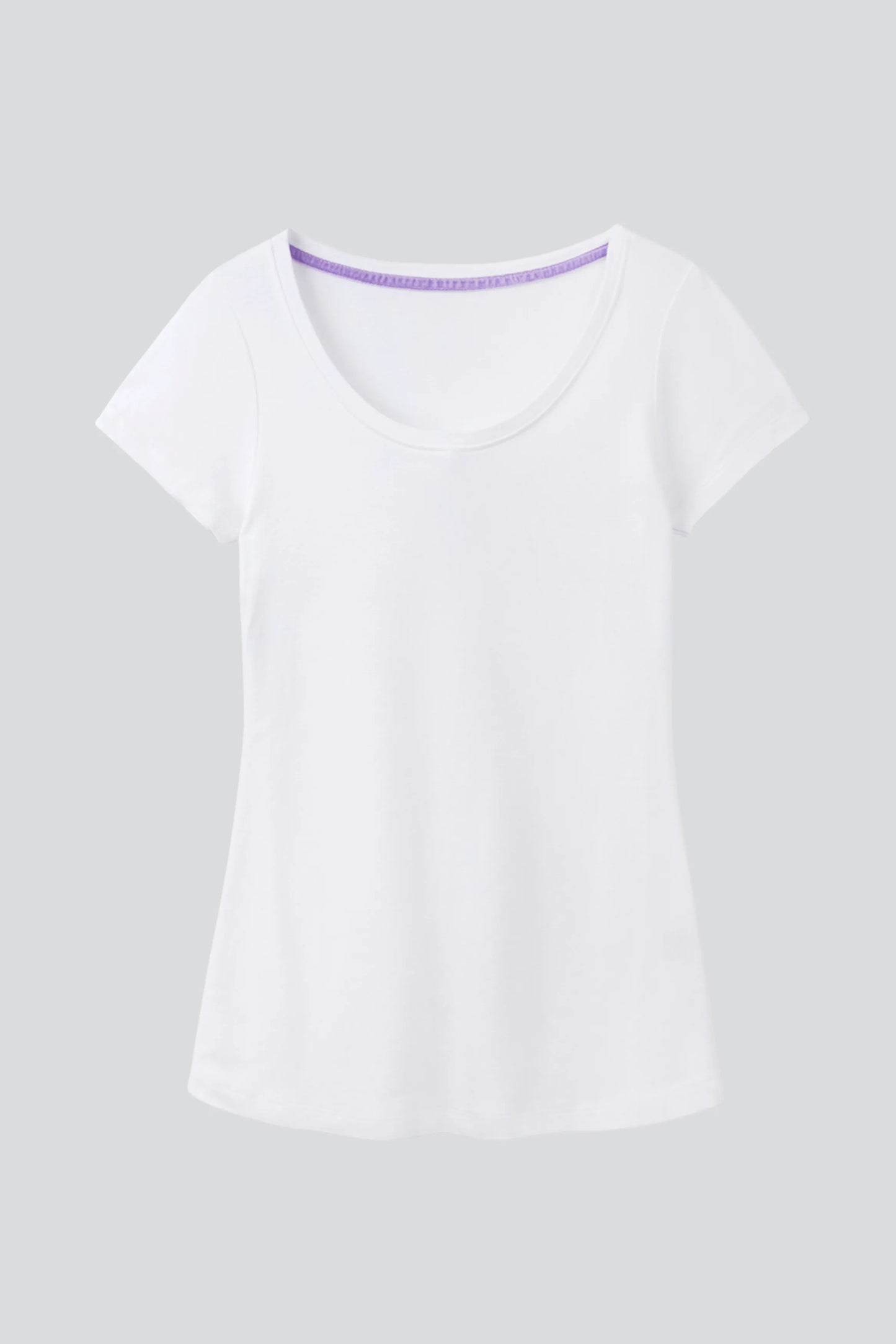 Luxurious Women's Scoop Neck Cotton Modal Blend T-Shirt in soft fabric, perfect for layering or casual wear, displayed elegantly on a model.