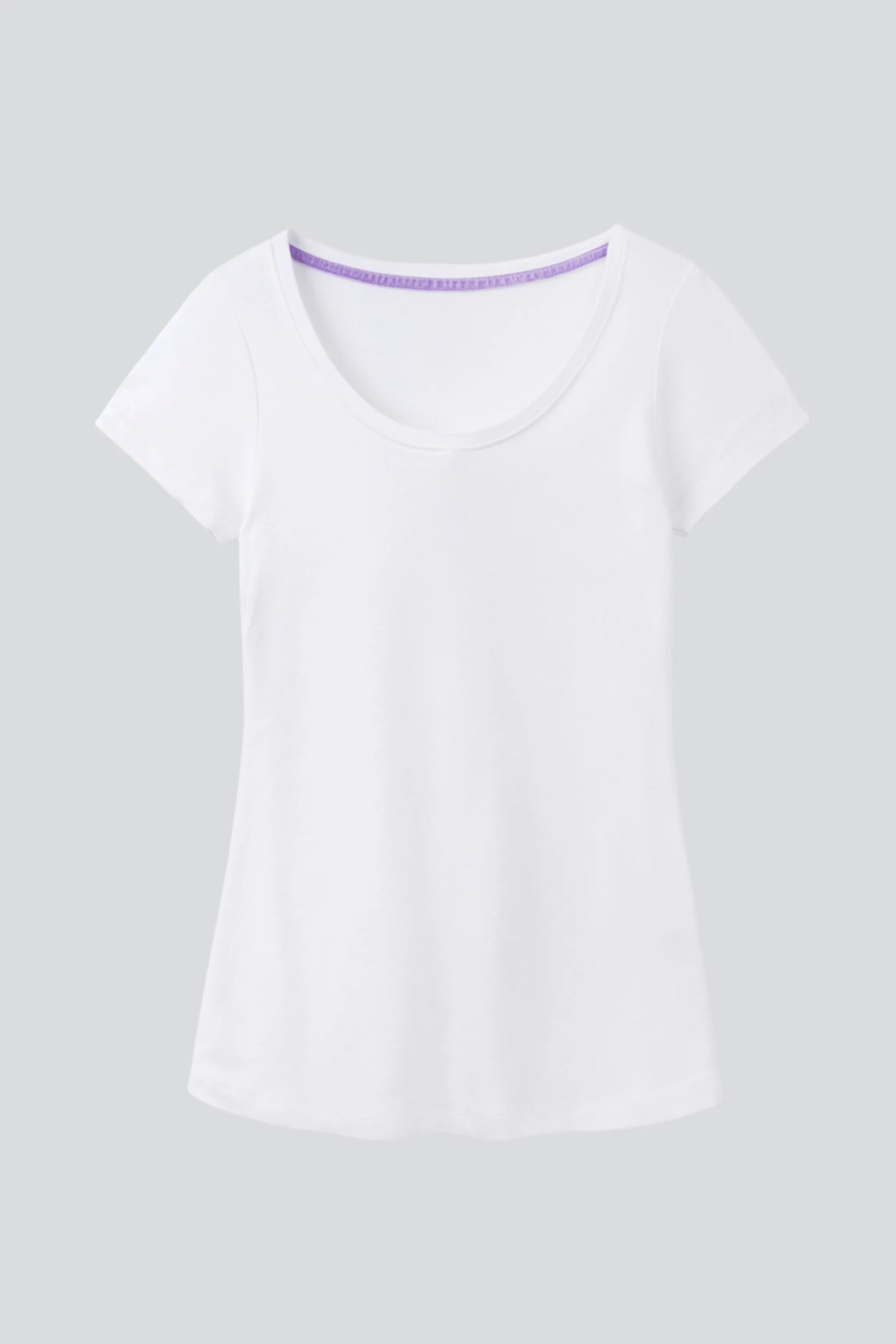 Luxurious Women's Scoop Neck Cotton Modal Blend T-Shirt in soft fabric, perfect for layering or casual wear, displayed elegantly on a model.