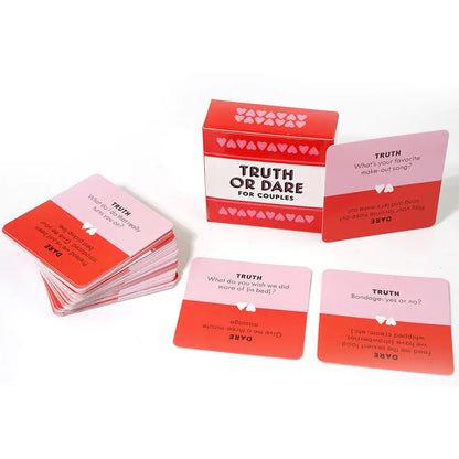 Intriguing display of Couples' Sexy Truth or Dare Card Game by Dazzling Dreams Studio, showcasing colourful cards and a stylish box, ideal for enhancing intimacy and connection during romantic occasions.