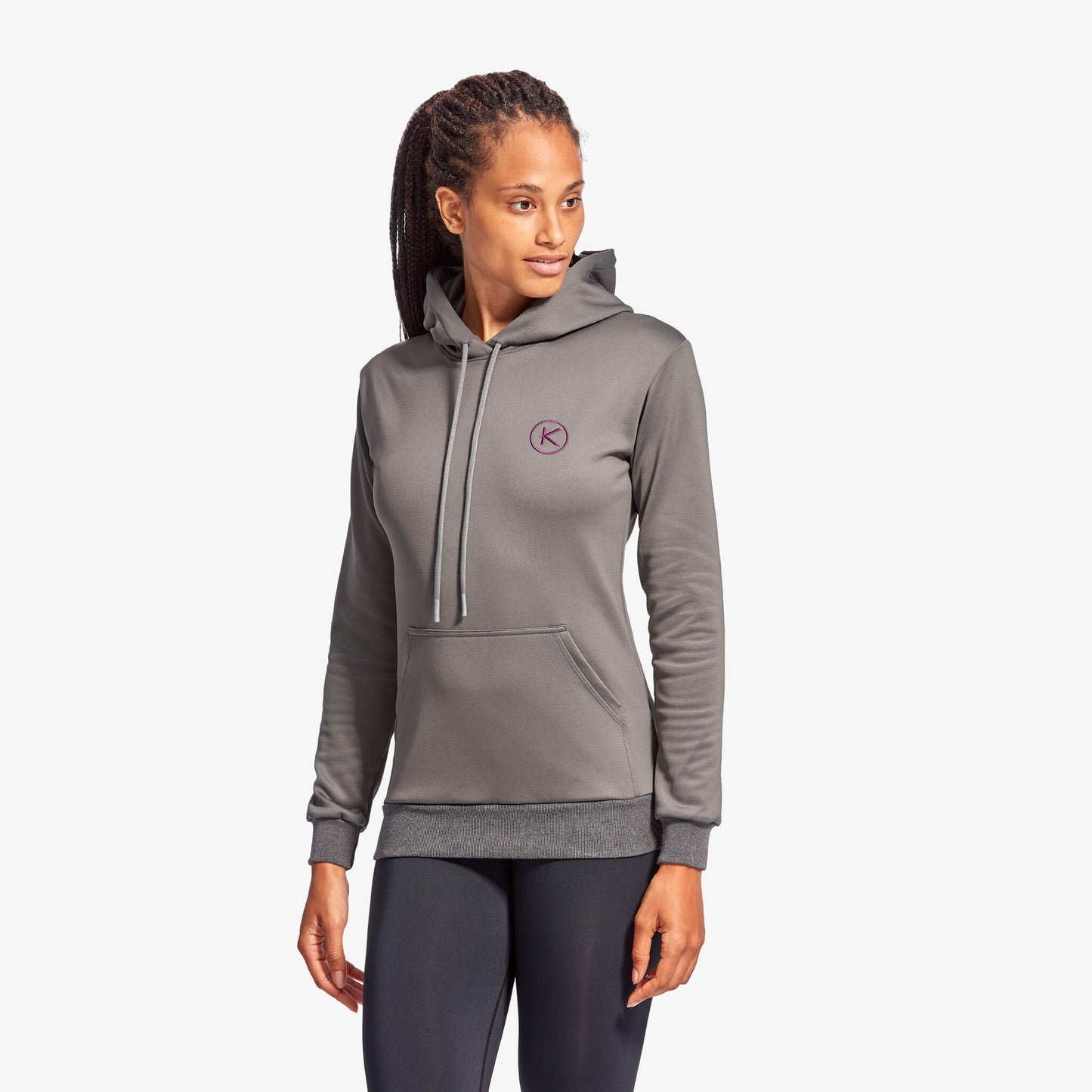 Stylish KYMIRA Women's Infrared Gym Hoodie in Grey and Blue, designed for active fit and maximum comfort, featuring brushed fleece interior for warmth and recovery, perfect for outdoor workouts or casual wear.