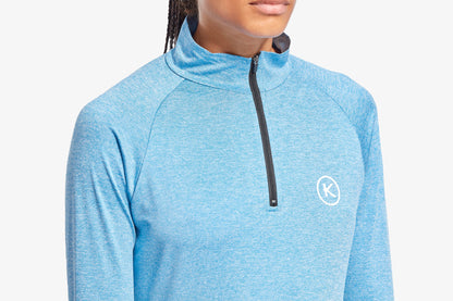 KYMIRA Women's Infrared 1/4 Zip Long Sleeve Top showcasing luxe ergonomic fit designed for performance and comfort.