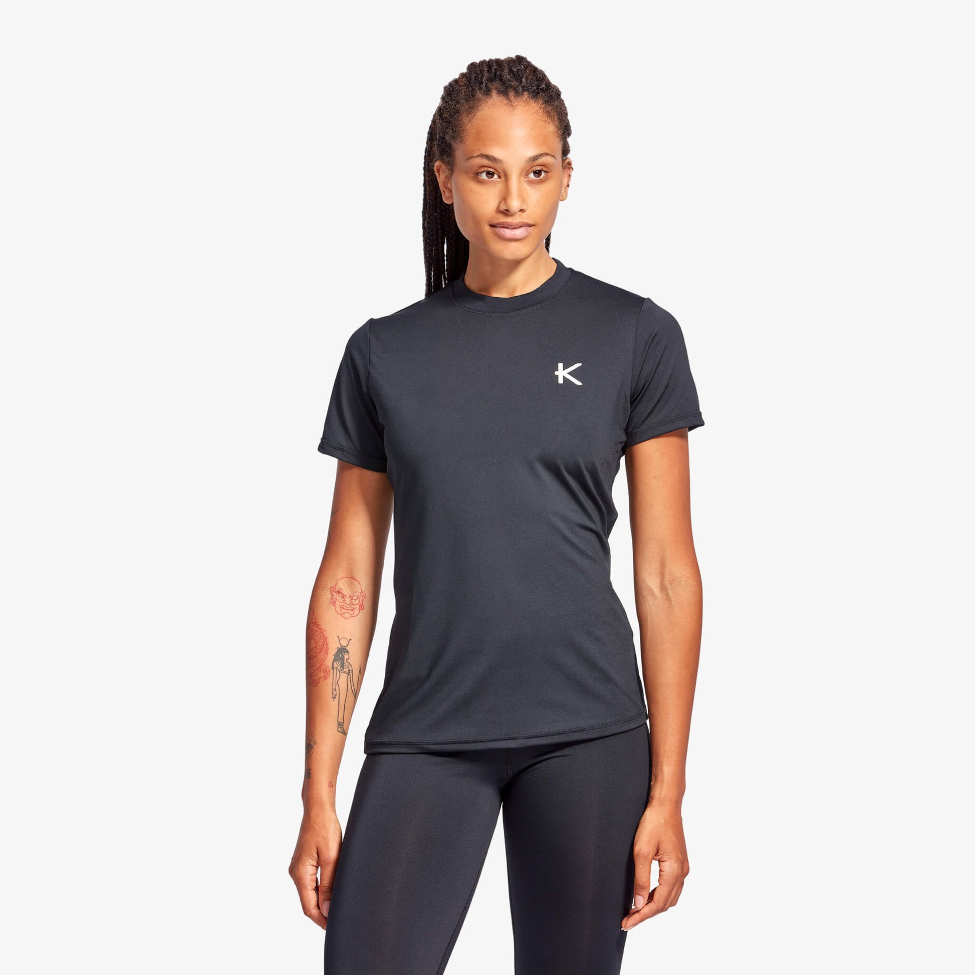 KYMIRA® Women's Infrared Crew Neck T-Shirt in elegant style showcasing ergonomic fit for comfort during workouts.