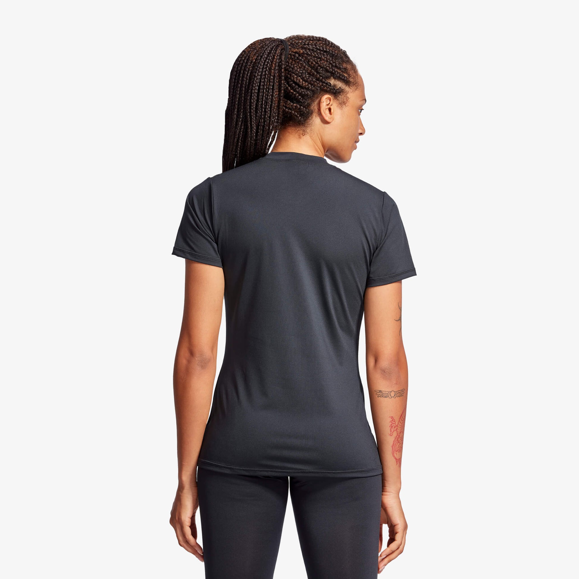Close-up image of KYMIRA® Women's Infrared Crew Neck T-Shirt highlighting the high-quality fabric and sleek design.