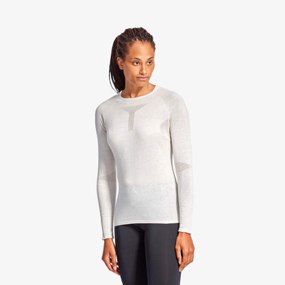 Stylish Women's KYMIRA Infrared Merino Ecoknit Baselayer Top LS in elegant design, promoting thermoregulation and breathability for premium athletic wear.