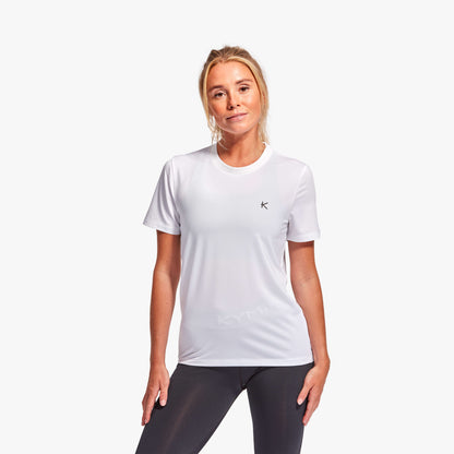 KYMIRA Luxury Women's T-Shirt in bold hues, illustrating the innovative Kynergy fabric that enhances recovery performance.