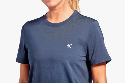 Fashionable display of the KyMIRA Women's Recovery T-Shirt in an activewear setting, illustrating its perfect blend of style and functionality.