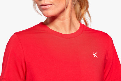 Close-up of KYMIRA Women's Luxury Infrared Recovery T-Shirt fabric, showcasing quality materials for superior comfort and recovery benefits.