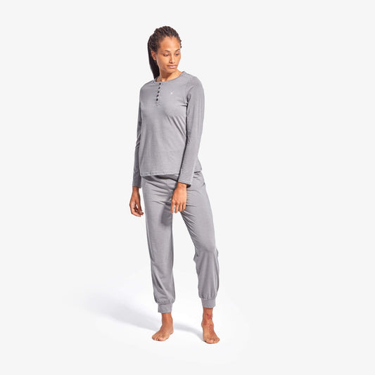 KYMIRA Women's Infrared Recovery Henley Sleepwear Top in luxurious soft jersey fabric, featuring a flattering 5-button Henley neckline for ultimate comfort.