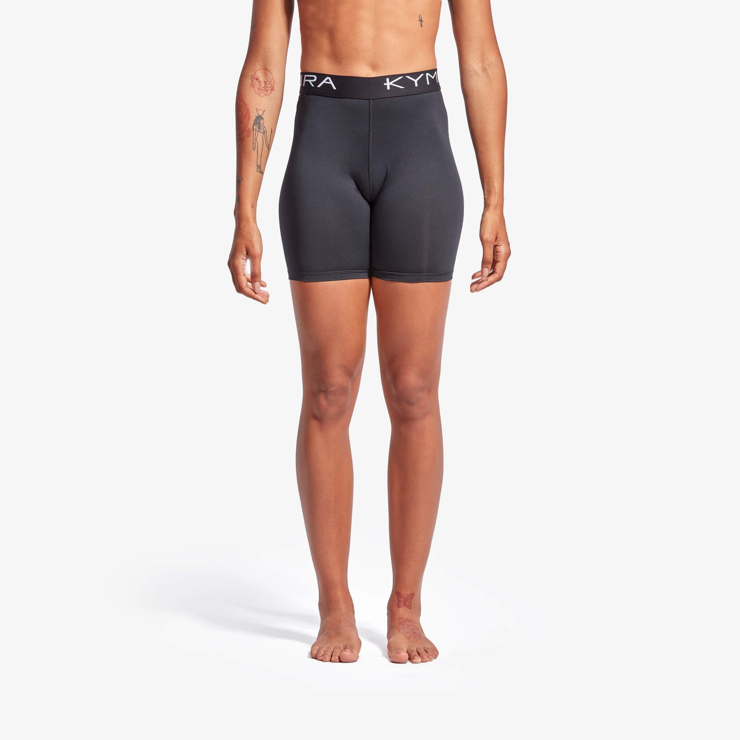 KYMIRA Women's Infrared Performance Shorts in premium, quick-drying fabric, showcasing mid-thigh fit design for luxury comfort and performance during workouts.