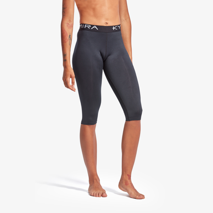 Elegant Women's KYMIRA Infrared Performance 3/4 Leggings in luxurious thermoregulating fabric, showcasing style and comfort for active lifestyles.