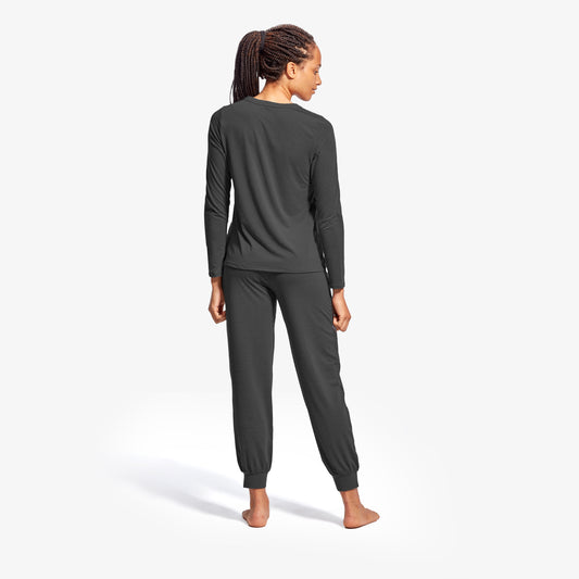KYMIRA Women's Infrared Recovery Long Sleeve Top, emphasizing breathable fabric and drop shoulder comfort, perfect for enhancing sleep quality and recovery.