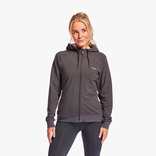 Luxurious women’s Recharge Infrared Recovery Tracksuit Top by KYMIRA featuring a full zip and hood, designed for warmth and enhanced recovery, ideal for training and casual outings.