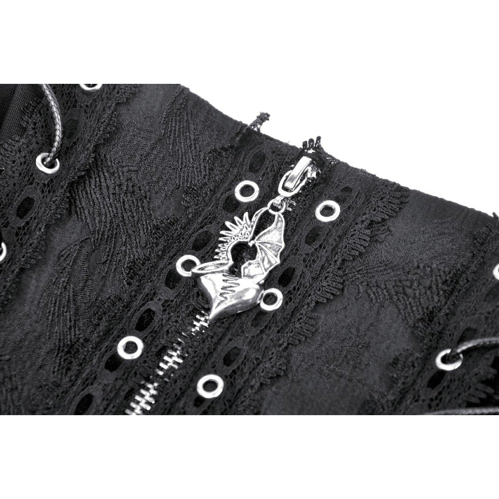 Close-up of the hidden zip feature on the Dark In Love Wren Mini Skirt, ensuring both convenience and style for any occasion.