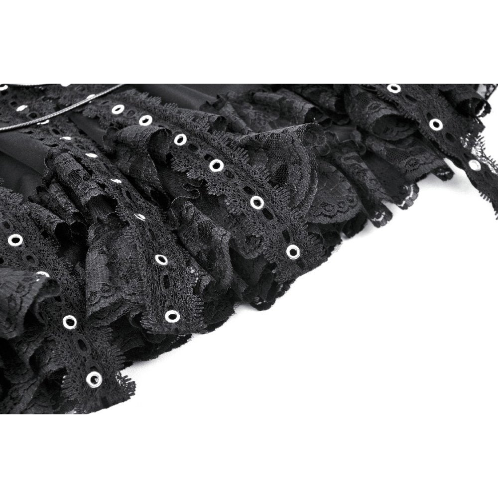 Gothic-inspired Dark In Love Wren Mini Skirt displayed with striking charm details, ideal for embracing a playful yet dark aesthetic.