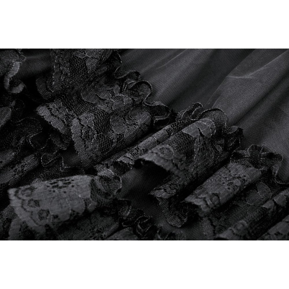 Complete view of the Dark In Love Wren Mini Skirt in sophisticated style, perfect for statement looks at spooky events.