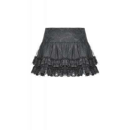 Elegant Dark In Love Wren Mini Skirt showcasing a unique demon and angel wing charm, perfect for gothic fashion enthusiasts.