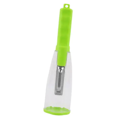 Stunning multifunctional peeler in a fresh lime green hue, featuring a stylish clear casing and ergonomic design for effortless culinary experiences.