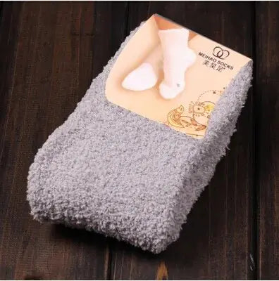 Elegant Women's Bed Socks in sophisticated grey, highlighting the pure color and plush comfort for stylish indoor wear.