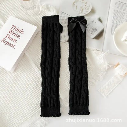 Luxurious Lace Bow Loose Socks by Dazzling Dreams Studio, crafted from premium Japanese wool for ultimate comfort and elegance.