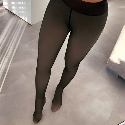 Elegant Plus Size Insulated Thermal Tights for Women showcased from the front, embodying a cozy and stylish design, perfect for winter wardrobes.