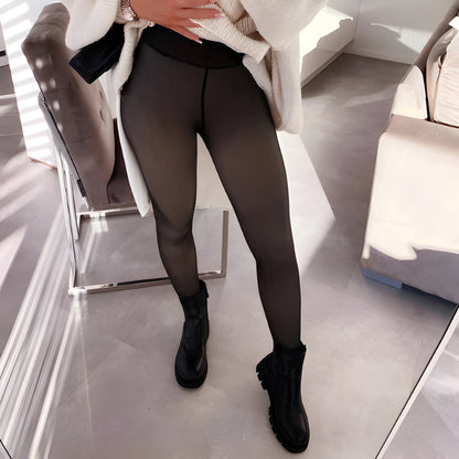 Chic Plus Size Insulated Thermal Tights for Women, styled with a contemporary look, emphasizing warmth and high-quality fashion.