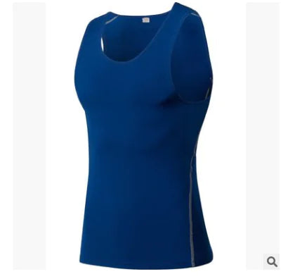 Men's vibrant blue compression training shirt, crafted for comfort and style, ideal for a range of outdoor activities.