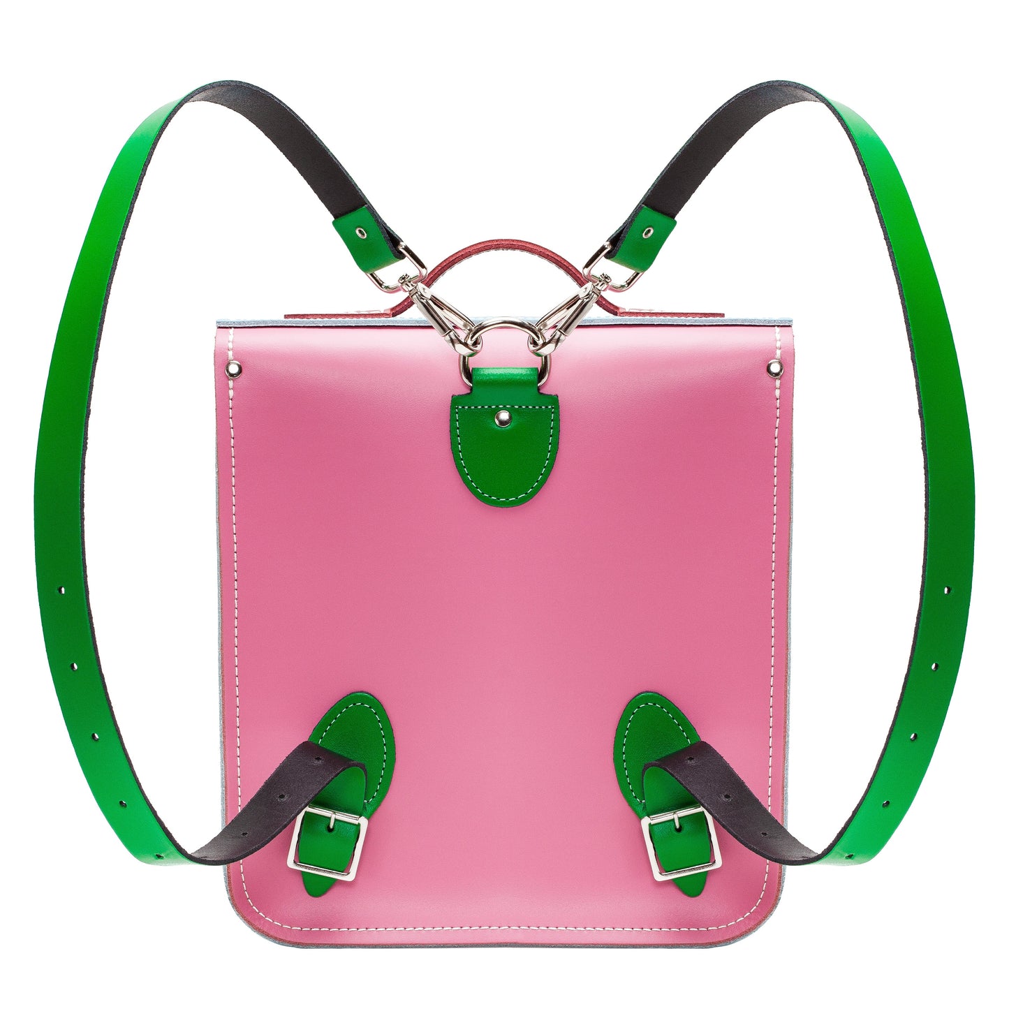 Versatile Handmade Kaleidoscope Leather City Backpack, worn as a crossbody bag, exhibiting its chic style and practicality for modern lifestyles.