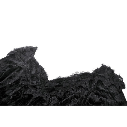 Side view of the Dark In Love off-the-shoulder lace maxi dress, with an emphasis on the flowing fabric and elegant design.