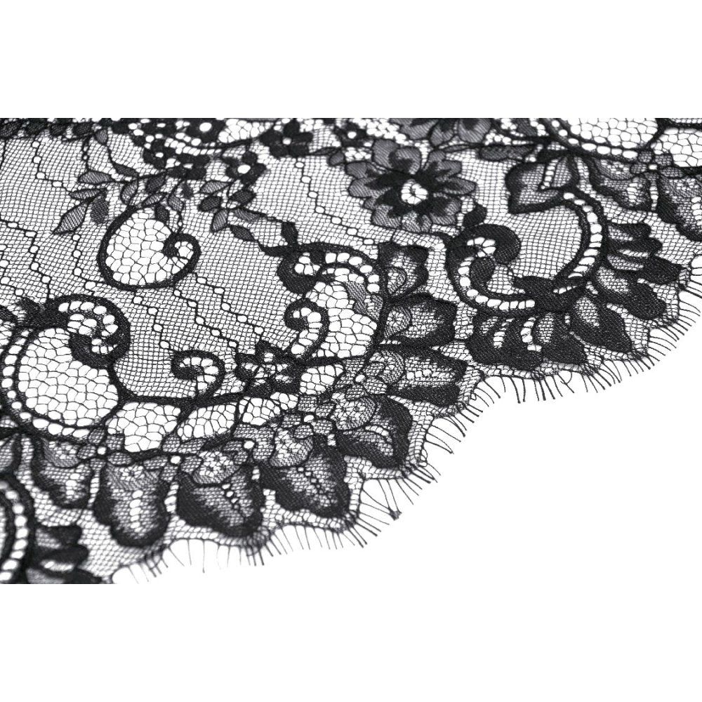 Elegant Dark In Love off-the-shoulder lace maxi dress showcasing exquisite lace details and a flattering silhouette, perfect for a femme fatale look.