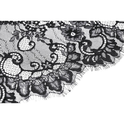 Elegant Dark In Love off-the-shoulder lace maxi dress showcasing exquisite lace details and a flattering silhouette, perfect for a femme fatale look.