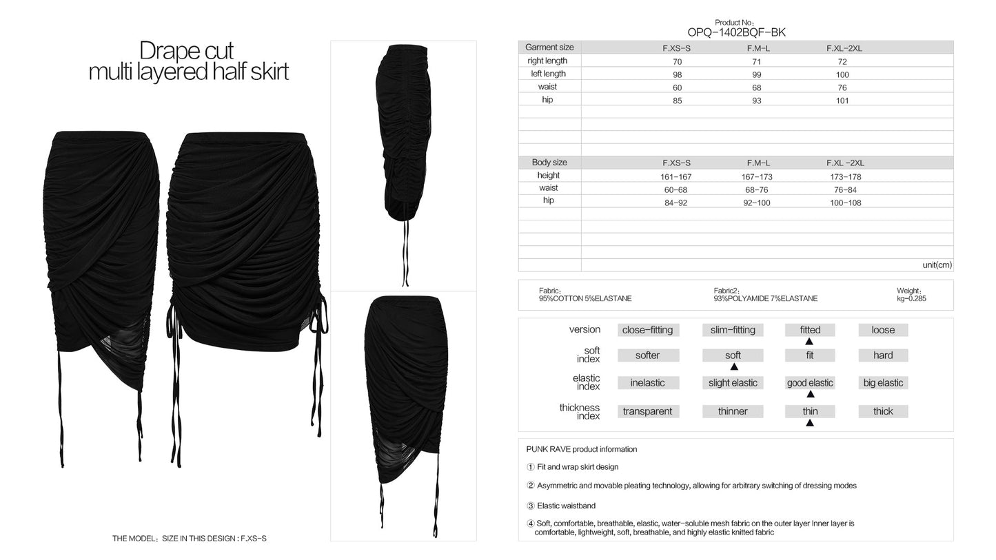 Detail shot of the fabric composition of the Punk Rave Zephyrine Skirt, featuring a blend of 95% cotton and 5% elastane for luxurious comfort.