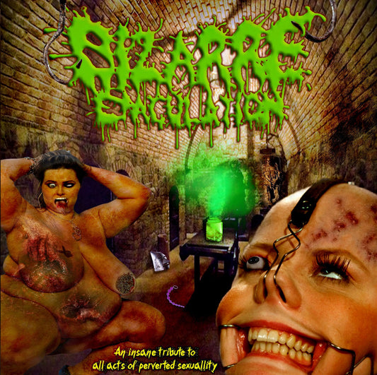 Bizarre Ejaculation album cover artwork by Rancid Offal Records, featuring a striking and provocative design that embodies the essence of perverse sexuality in the Goregrind genre.