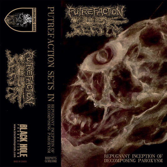 Putrefaction Sets In - Repugnant Inception of Decomposing Paroxysm CD by Rancid Offal Records, showcasing the captivating and grotesque artistry of goregrind music. A premium collector's edition for enthusiasts.
