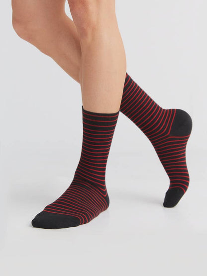 Close-up view of luxury organic cotton socks illustrating the fine elastane threads and plush comfort.