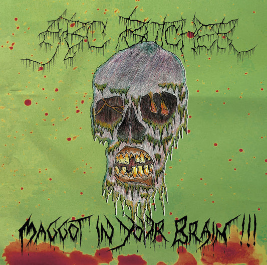 Butcher ABC's 'Maggots in Your Brain' CD cover, showcasing the intense grindcore aesthetic from Rancid Offal Records, perfect for discerning music collectors.