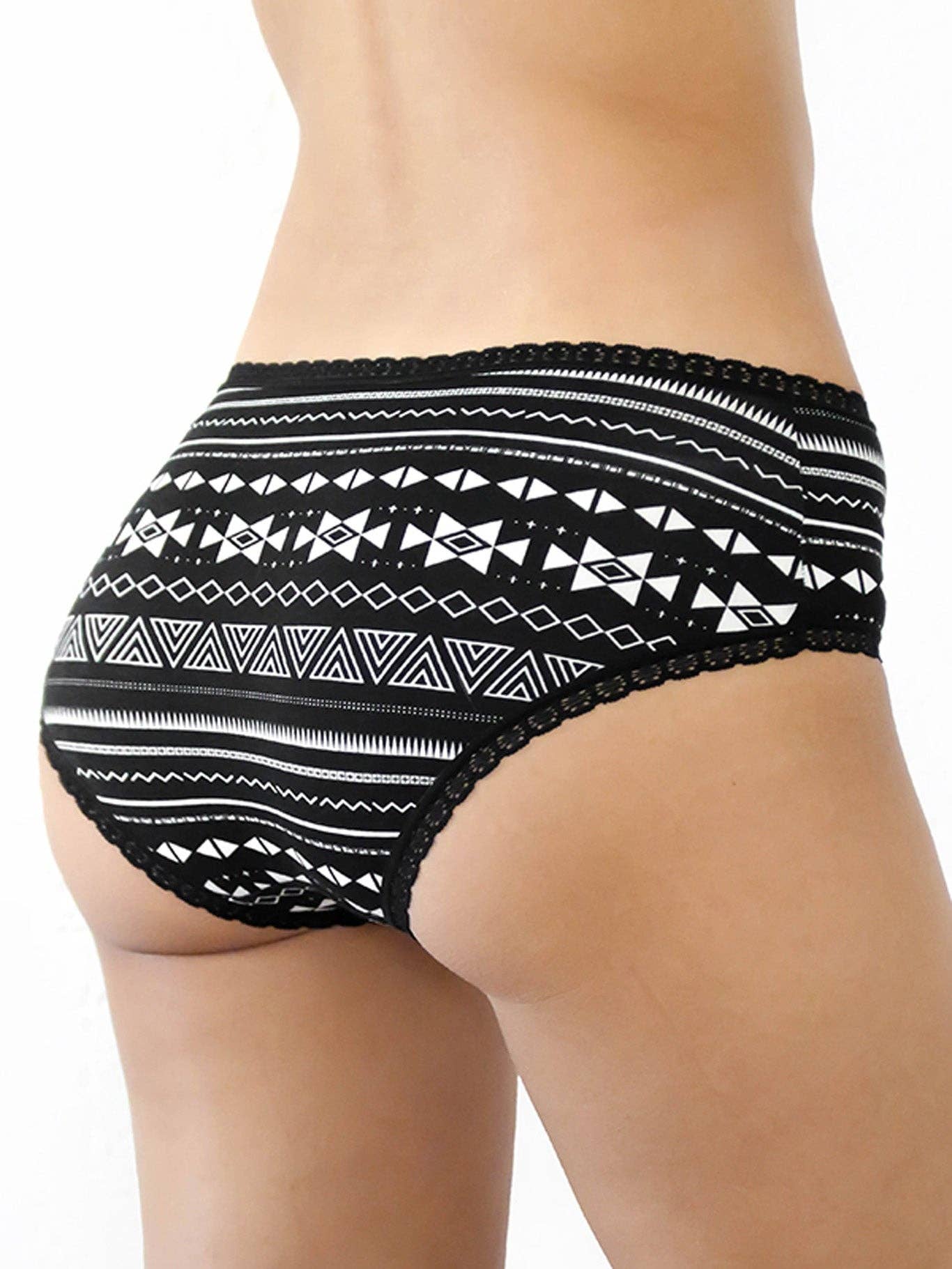 Luxury organic cotton hipster briefs featuring soft lace trim, elegantly styled for comfort with a natural colour palette.