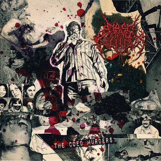 Officially licensed CD cover of 'Mass Killing - The Coed Murders' by Rancid Offal Records, showcasing brutal death metal aesthetics and intricate artwork, ideal for collectors.