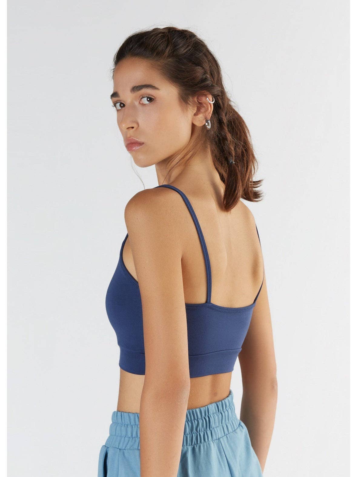 Close-up of luxurious women's bra top highlighting the soft fabric blend of 94% micromodal and 6% elastane.