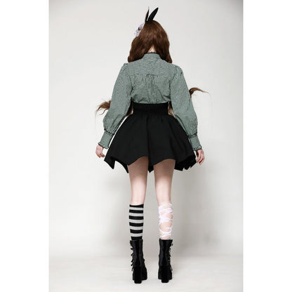 Full view of Dark in Love Keziah High Waisted Skirt in a stylish setting, perfect for elevating any wardrobe with its unique aesthetic.