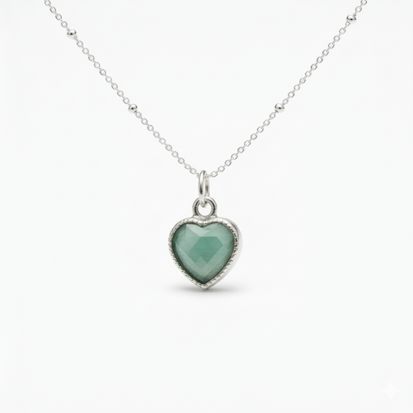 Amazonite Heart Charm Necklace