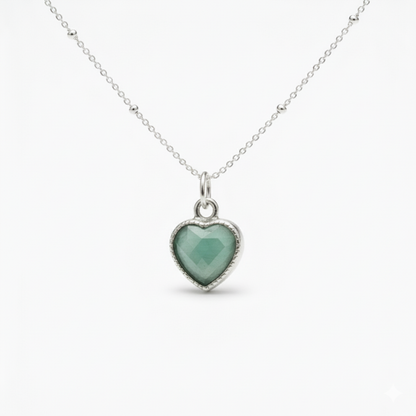 Amazonite Heart Charm Necklace