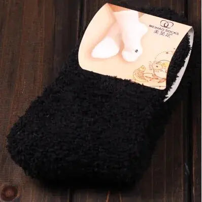 Women's Bed Socks Pure Color Fluffy Warm Winter Christmas