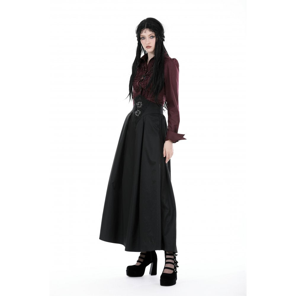 Dark in love lilith high waist pleated maxi skirt with em...