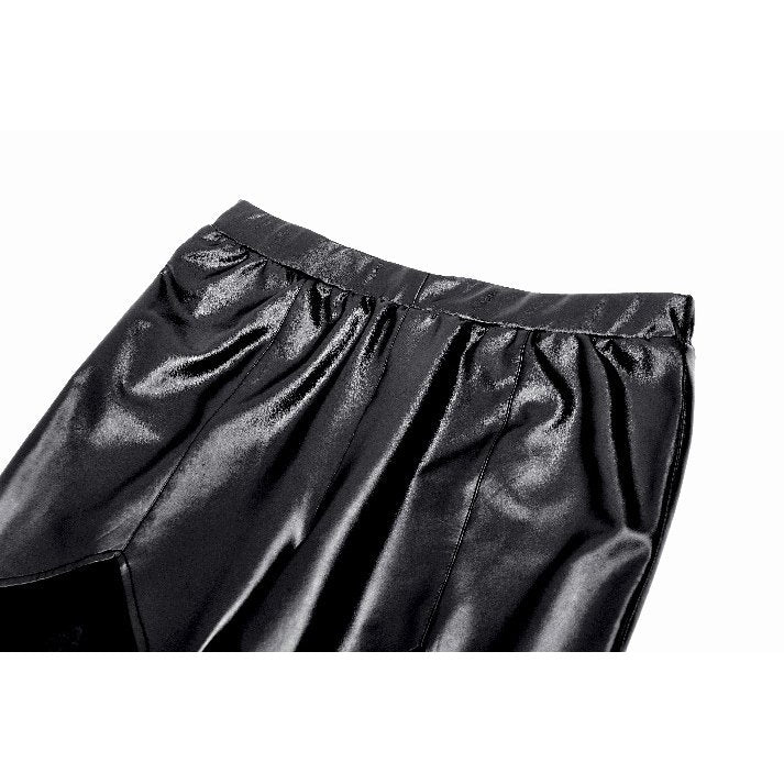 Fashion shot featuring Isadora Faux Leather Spliced Leggings styled with complementary accessories, representing edgy sophistication by Dark in Love.