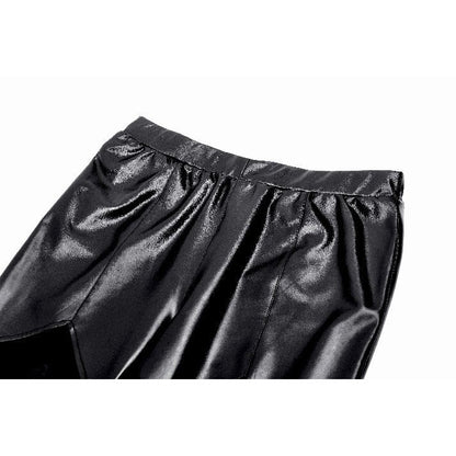 Fashion shot featuring Isadora Faux Leather Spliced Leggings styled with complementary accessories, representing edgy sophistication by Dark in Love.