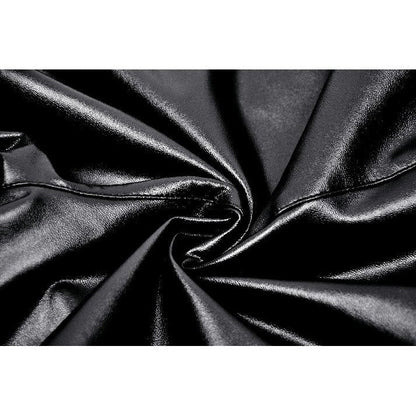 Isadora Faux Leather Spliced Leggings featuring elegant thigh panels and luxurious 3D knee detailing by Dark in Love, showcased on a stylish model.