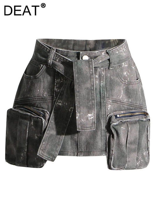 Women's distressed Designer  Denim Skirt