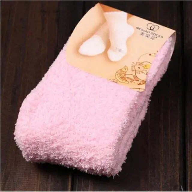 Women's Bed Socks Pure Color Fluffy Warm Winter Christmas