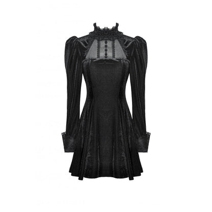 Close-up of intricate lace and button details on Dark In Love Inez gown, highlighting Victorian gothic design elements.