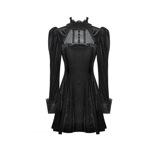 Close-up of intricate lace and button details on Dark In Love Inez gown, highlighting Victorian gothic design elements.